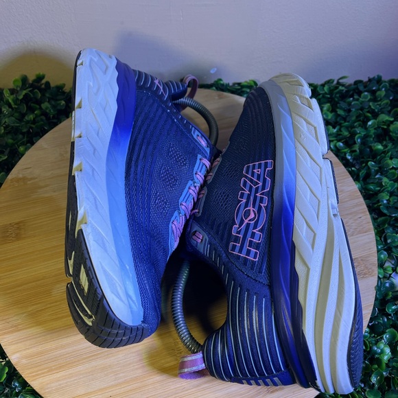 HOKA ONE ONE BONDI 6 BLUE PINK WOMENS ATHLETIC RUNNING SHOE SIZE 7.5 D - Picture 6 of 11
